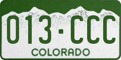 CO license plate 013CCC