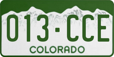 CO license plate 013CCE