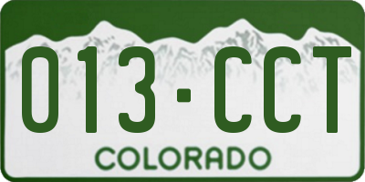 CO license plate 013CCT
