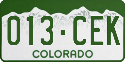 CO license plate 013CEK