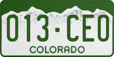 CO license plate 013CEO
