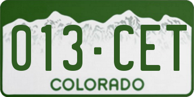 CO license plate 013CET