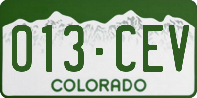 CO license plate 013CEV