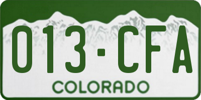 CO license plate 013CFA