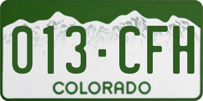 CO license plate 013CFH