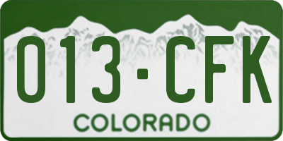 CO license plate 013CFK