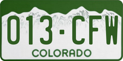 CO license plate 013CFW