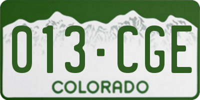 CO license plate 013CGE