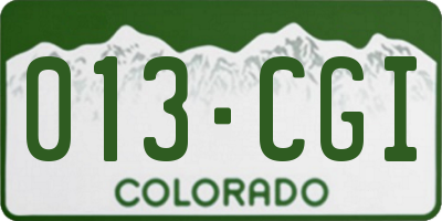 CO license plate 013CGI