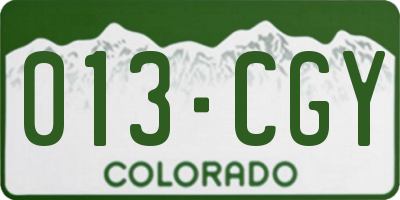 CO license plate 013CGY