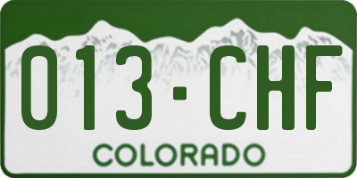 CO license plate 013CHF