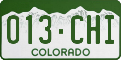 CO license plate 013CHI