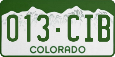 CO license plate 013CIB