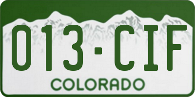 CO license plate 013CIF