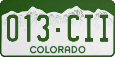 CO license plate 013CII