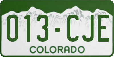 CO license plate 013CJE