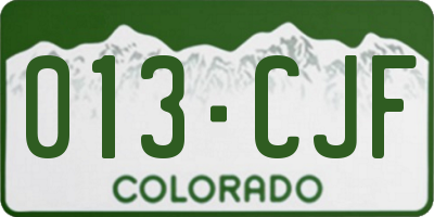 CO license plate 013CJF