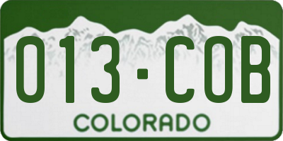 CO license plate 013COB
