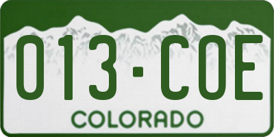 CO license plate 013COE