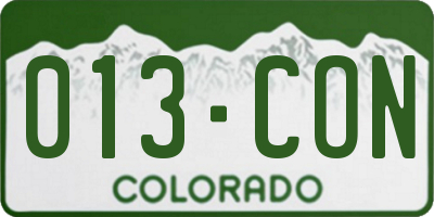 CO license plate 013CON