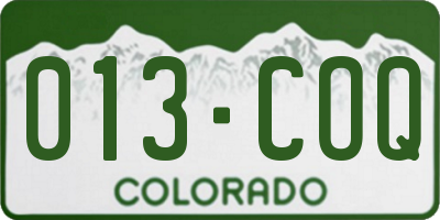 CO license plate 013COQ