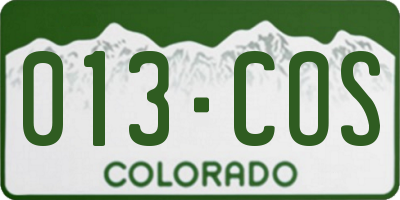 CO license plate 013COS