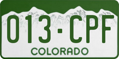 CO license plate 013CPF
