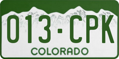 CO license plate 013CPK