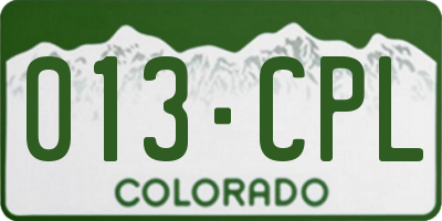 CO license plate 013CPL