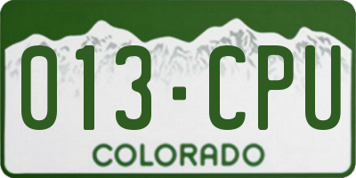 CO license plate 013CPU
