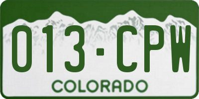 CO license plate 013CPW