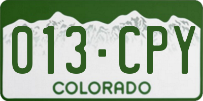 CO license plate 013CPY