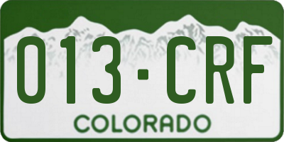 CO license plate 013CRF