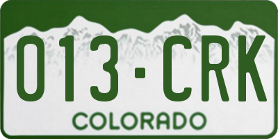 CO license plate 013CRK