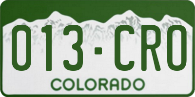 CO license plate 013CRO