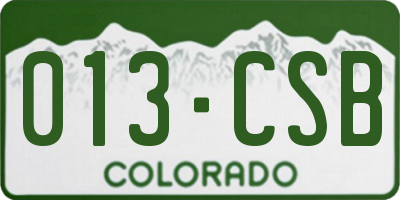 CO license plate 013CSB