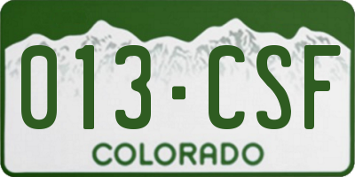 CO license plate 013CSF