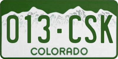 CO license plate 013CSK