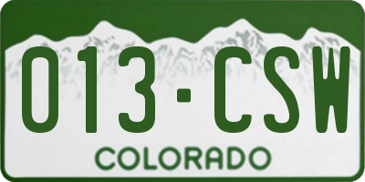 CO license plate 013CSW