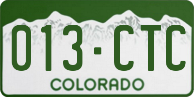 CO license plate 013CTC