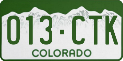 CO license plate 013CTK