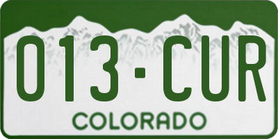 CO license plate 013CUR