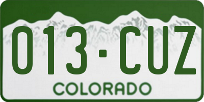 CO license plate 013CUZ