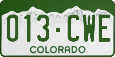 CO license plate 013CWE