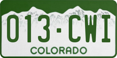 CO license plate 013CWI