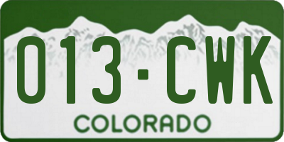 CO license plate 013CWK