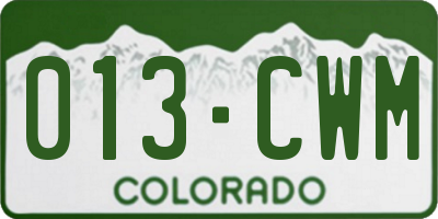 CO license plate 013CWM