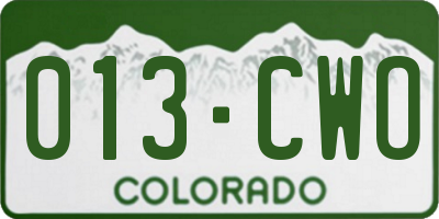 CO license plate 013CWO