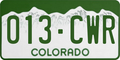 CO license plate 013CWR
