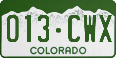 CO license plate 013CWX